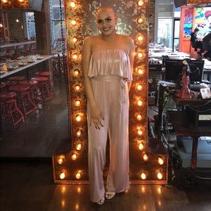 Metallic Blush Strapless Jumpsuit! Worn once!